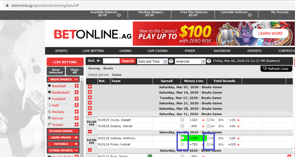 betonline how to select your bet