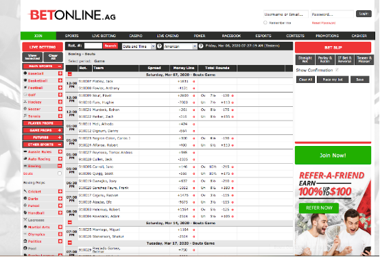 betonline boxing sports section