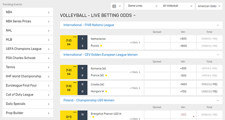 image of bovada volleyball sports betting