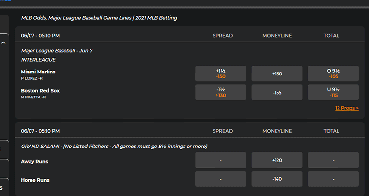 image of mybookie mlb odds