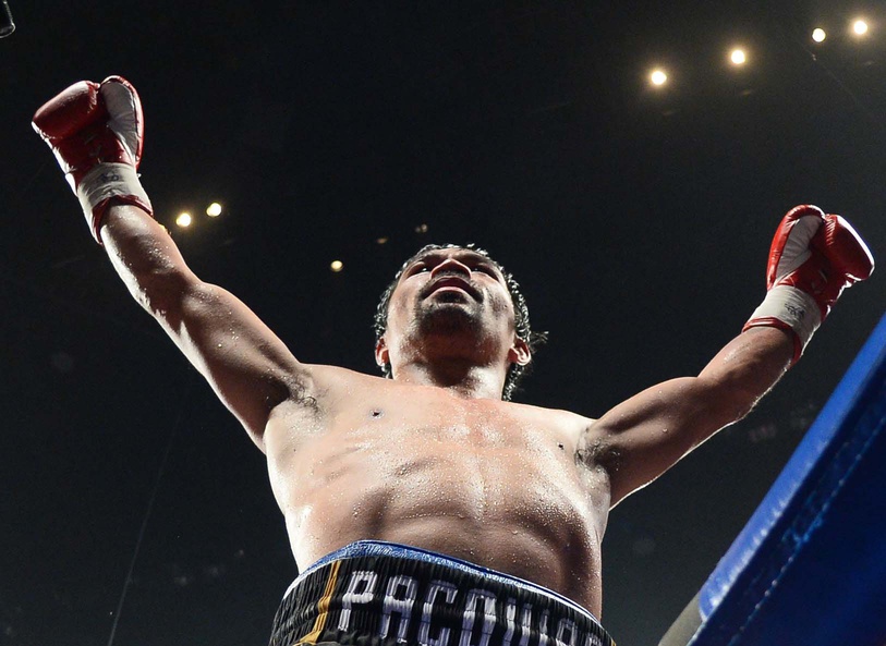 Jan 19, 2019; Las Vegas, NV, USA; Manny Pacquiao after defeating Adrien Broner (not pictured) in a WBA welterweight world title boxing match at MGM Grand Garden Arena. Pacquiao won via unanimous decision. Mandatory Credit: Joe Camporeale-USA TODAY Sports