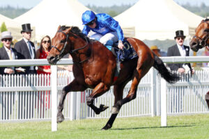 14.06.2022, Ascot, Windsor, GBR - Coroebus mit William Buick up wins the St James s Palace Stakes. Ascot racecourse. Pferd, Jockey, Coroebus, Buick, Sieg, Ziel, Zielankunft 220614D170ROYAL_ASCOT.JPG *** 14 06 2022, Ascot, Windsor, GBR Coroebus with William Buick up wins the St James s Palace Stakes Ascot racecourse horse, jockey, Coroebus, Buick, win, finish, finish 220614D170ROYAL ASCOT JPG