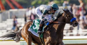 April 8, 2023, Arcadia, California, USA: Faiza 5 ridden by Flavien Prat wins the Santa Anita Oaks Grade 2 on Santa Anita Derby Day at Santa Anita Park in Arcadia, California on April 8th, 2023. Alex Evers/Eclipse Sportswire/CSM Arcadia USA - ZUMAcs17 20230408_zaf_cs17_033 Copyright: xAlexxEvers/EclipsexSportswire/Csx