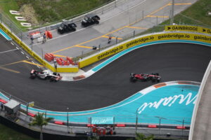 MIAMI, FL - MAY 7: Aerial View of the 2023 Miami Grand Prix Formula One motor race on May 7, 2023 at the Miami International Autodrome in Miami Gardens, Florida. PUBLICATIONxNOTxINxUSA Copyright: xmpi34x