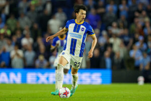 Brighton and Hove Albion v Manchester City Premier League 24/05/2023. Kaoru Mitoma 22 of Brighton & Hove Albion during the Premier League match between Brighton and Hove Albion and Manchester City at the American Express Community Stadium, Brighton and Hove, England on 24 May 2023. Editorial use only DataCo restrictions apply See www.football-dataco.com , Copyright: xNigelxKeenex PSI-17483-0086