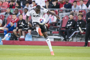 May 27, 2023, Toronto, Ontario, Canada: Christian Benteke 20 in action during the MLS, Fussball Herren, USA game between Toronto FC and DC United at BMO field in Toronto. The game ended 2-1 Toronto Canada - ZUMAm154 20230527_zap_m154_010 Copyright: xAngelxMarchinix