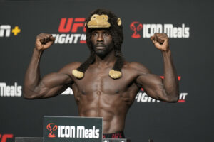 December 16, 2022, Las Vegas, NV, LAS VEGAS, NV, United States: LAS VEGAS, NV - DECEMBER 16: Jared Cannonier steps on the scale for the official weigh-ins at UFC Apex for UFC Fight Night - Vegas 66 - Cannonier vs Strickland - Weigh-ins on December 16, 2022 in Las Vegas, NV, United States. Las Vegas, NV United States - ZUMAp175 20221216_zsa_p175_011 Copyright: xLouisxGrassex