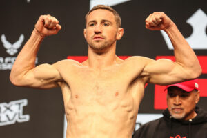 MMA 2023: PFL 1 Weigh-ins MAR 31 March 31, 2023: Featherweight Brendan Loughnane on stage during the ceremonial weigh-ins at at The Theater inside the Virgin Hotel on March 31, 2023 in in Las Vegas, NV. Christopher Trim/CSM/Sipa USA.Credit Image: Christopher Trim/Cal Media/Sipa USA Las Vegas The Theater at Virgin Hotels Nevada United States of America NOxUSExINxGERMANY PUBLICATIONxINxALGxARGxAUTxBRNxBRAxCANxCHIxCHNxCOLxECUxEGYxGRExINDxIRIxIRQxISRxJORxKUWxLIBxLBAxMLTxMEXxMARxOMAxPERxQATxKSAxSUIxSYRxTUNxTURxUAExUKxVENxYEMxONLY Copyright: xCalxSportxMediax Editorial use only