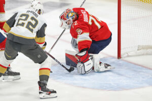 June 10, 2023, Sunrise, Florida, USA: Florida Panthers goalie Sergei Bobrovsky 72 stops a first-period shot against the Vegas Golden Knights during Game 4 of the Stanley Cup Final at FLA Live Arena on Saturday, June 10, 2023, in Sunrise, Florida. Sunrise USA - ZUMAm67_ 0259463912st Copyright: xJohnxMccallx