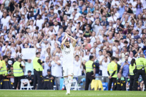 Real Madrid CF v Athletic Club - LaLiga Santander Karim Benzema of Real Madrid Cf celebrates his goal during a match between Real Madrid v Athletic Club as part of LaLiga in Madrid, Spain, on June 4, 2023. Madrid Spain PUBLICATIONxNOTxINxFRA Copyright: xAlvaroxMedrandax originalFilename:medranda-realmadr230604_npwhf.jpg