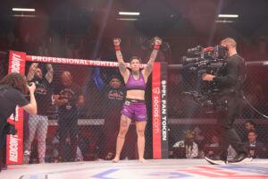 June 16, 2023, Atlanta, Georgia, USA: Atlanta, GA - June 16: Larissa Pacheco prepares prior to the fight during PFL Atlanta 5 on June 16, 2023 at the Overtime Elite Arena in Atlanta, Georgia. Atlanta USA - ZUMAp175 20230616_zsa_p175_176 Copyright: xAaronxLitzx