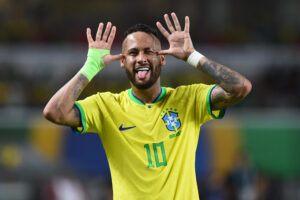 230909 -- BELEM, Sept. 9, 2023 -- Brazil s Neymar celebrates during the 2026 World Cup qualifier match between Brazil and Bolivia at the Olympic Stadium of Para in Belem, capital of the State of Para, Brazil, on Sept. 8, 2023. Photo by /Xinhua SPBRAZIL-BELEM-FOOTBALL-2026 FIFA World Cup, WM, Weltmeisterschaft, Fussball QUALIFIERS-BRAZIL VS BOLIVIA LucioxTavora PUBLICATIONxNOTxINxCHN