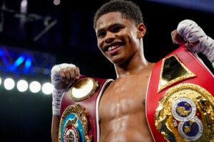 Sport Bilder des Tages July 14, 2019 - Newark, New Jersey, USA - SHAKUR STEVENSON celebrates after defeating ALBERTO GUEVARA in a featherweight NABO Title bout at the Prudential Center in Newark, New Jersey. Boxing 2019 - Shakur Stevenson Defeats Alberto Guevara by 3rd Round KO  - ZUMAp109 20190714_zaf_p109_012 Copyright: xJoelxPlummerx