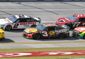 TALLADEGA, AL - OCTOBER 01: Austin Dillon  3 Richard Childress Racing Bass Pro Shops Chevrolet races down the front stretch during the running of the NASCAR, Motorsport, USA Cup Series Playoff YellaWood 500 on October 01, 2023, at Talladega Superspeedway in Talladega, AL. Photo by Jeffrey Vest/Icon Sportswire AUTO: OCT 01 NASCAR Cup Series Playoff YellaWood 500 EDITORIAL USE ONLY Icon231001953