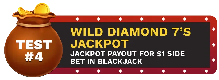 Image of Wild Casino Wild Diamond 7's Jackpot bonus, showing a money bag with coins in it on top of a vegas style sign.