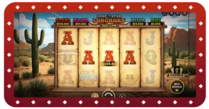 Image of Slots game at Wild Casino. The image shows Lone Star Longhorn slots game with a 4 Ace win on screen.
