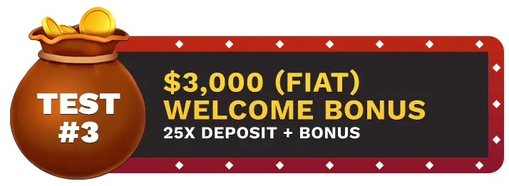 Image of Bovada Casino's $3000 Fiat Welcome Bonus showing a money bag with coins in it on top of a vegas style sign.