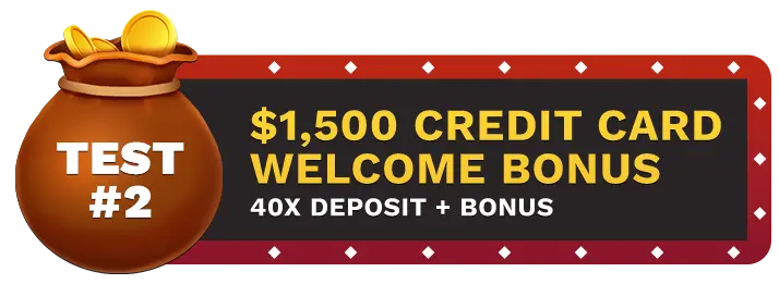Image of Cafe Casino's $1500 Credit Card Welcome Bonus showing a money bag with coins in it on top of a vegas style sign.