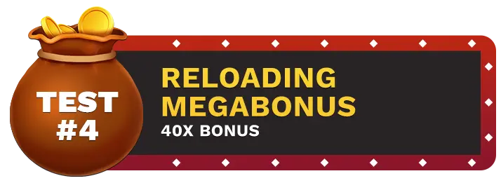 Image of Ducky Lucks Casino's Reloading Megabonus showing a money bag with coins in it on top of a vegas style sign.