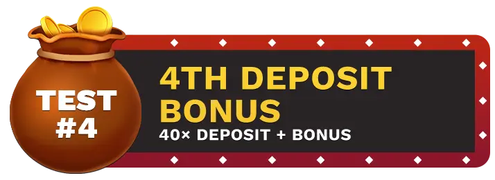 Image of Slots Paradise Casino's 4th Deposit Bonus showing a money bag with coins in it on top of a vegas style sign.