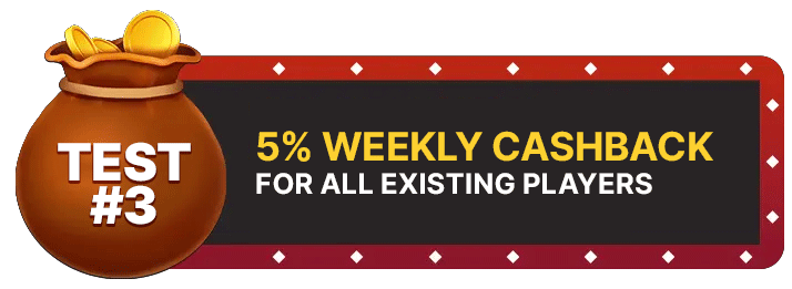 image of the third jackspay casino real money deposit test for its 5% weekly cashback bonus for all existing players