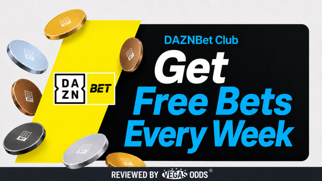 Review Image of DaznBet UK's Dazn Bet Club with DaznBet logo on the let and coins with the DaznBet logo