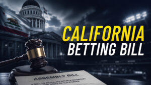 image of california betting bills with a gavel and bill on the left