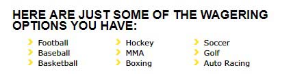 Types of available mobile bets at Sportsbetting.ag